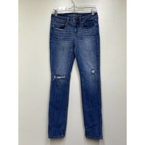 American Eagle Stretch Skinny Jeans Women's 4 Regular Blue Low Rise Medium Wash